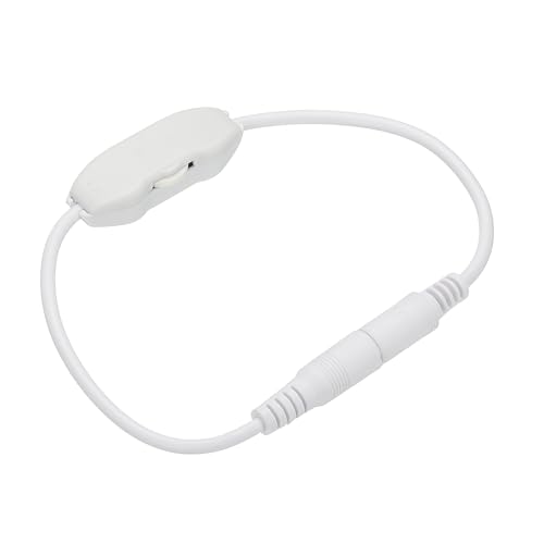 QUARKZMAN LED-Streifen-Dimmer, DC 12V bis 24V 6A Drehbarer Helligkeitsregler Lampenschalter mit DC-Steckern für einfarbige Streifen, Weiß von QUARKZMAN