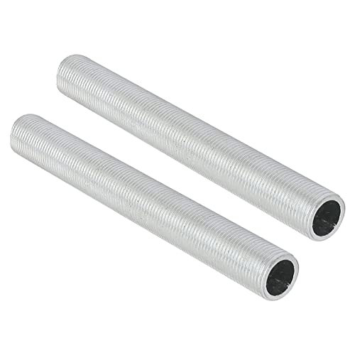 QUARKZMAN Lampe Rohrnippel M12 Gewinde x 2Stk Hardware Alle Gewinde Hohl Zentrum für hängende Deckenventilatoren Silberton Zinklegierung von QUARKZMAN