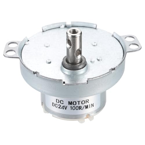 QUARKZMAN Langsamlaufender Motor JS-50T Elektromotor Bürstenmotor, 24V Gleichstrom 100 U/min Motor CW/CCW D-Welle DC Motor Großes Drehmoment für 3D-Drucker Filament Display-Ständer von QUARKZMAN