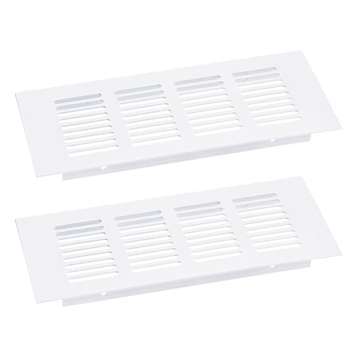 QUARKZMAN Luftgitterabdeckung, 2 Stück 200 x 100 mm - Abdeckung aus Aluminiumlegierung mit Maschengitter, rechteckiger Lüftungsgitter für Schuhschrank und Kleiderschrank (Weiß) von QUARKZMAN