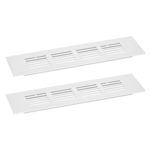 QUARKZMAN Luftgitterabdeckung, 2 Stück 200 x 60 mm - Abdeckung aus Aluminiumlegierung für Lüftungsgitter, rechteckige Lüftungsgitter für Schuhschrank und Kleiderschrank (Silber) von QUARKZMAN