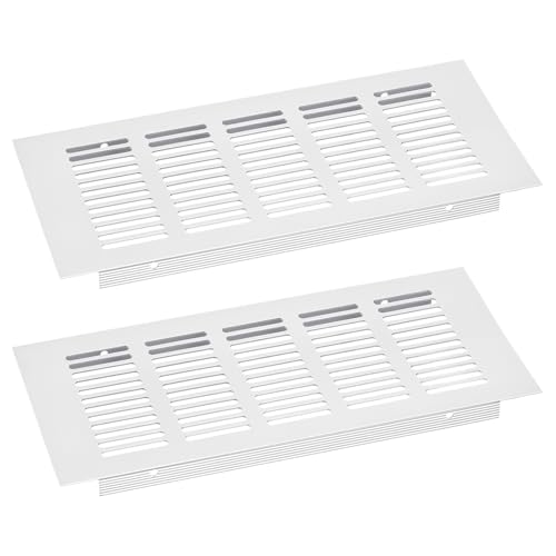 QUARKZMAN Luftgitterabdeckung, 2 Stück 225 x 100 mm Aluminiumlegierungsgitter Luftzufuhrabdeckung, rechteckiger Lüftungsgitter für Schuhschrank und Kleiderschrank (Silber) von QUARKZMAN