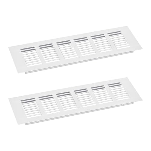 QUARKZMAN Luftgitterabdeckung, 2 Stück 250 x 80mm - Abdeckung aus Aluminiumlegierung mit Maschengitter, rechteckiger Lüftungsgitter für Schuhschrank und Kleiderschrank (Silber) von QUARKZMAN
