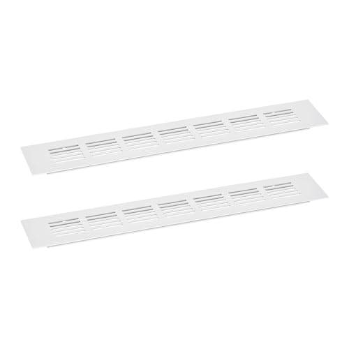 QUARKZMAN Luftgitterabdeckung, 2 Stück 300 x 60 mm - Abdeckung aus Aluminiumlegierung für Lüftungsgitter, rechteckige Lüftungsgitter für Schuhschrank und Kleiderschrank (Silber) von QUARKZMAN
