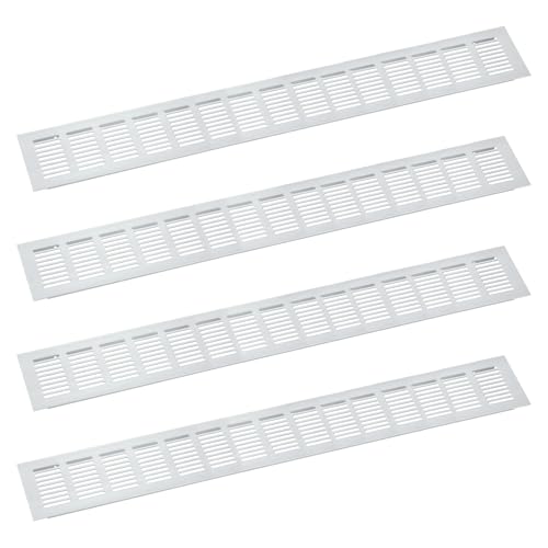 QUARKZMAN Luftgitterabdeckung, 4 Stück 600 x 80mm - Aluminiumlegierung Gitter Rückluftgitter, Rechteckige Lüftungsgitter Für Schuhschrank Kleiderschrank (Silber) von QUARKZMAN