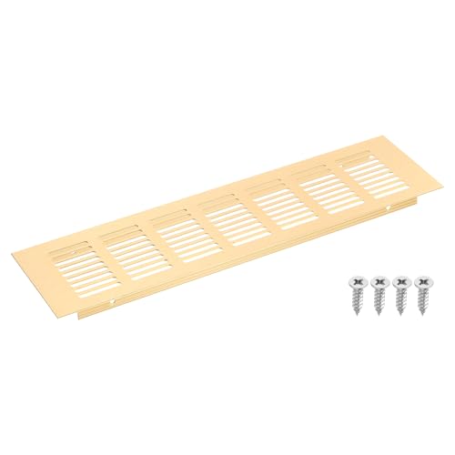 QUARKZMAN Luftschlitze Abdeckung, 1 Stück 300 x 80mm - Aluminiumlegierung Mesh Luft Rückluftgitter Abdeckung, Rechteckige Lüftungsgitter für Schuhschrank Kleiderschrank (Gold) von QUARKZMAN