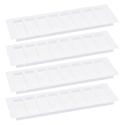 QUARKZMAN Luftschlitze Abdeckung, 4 Stück 350 x 80mm - Aluminiumlegierung Gitter Luft Rücklaufabdeckung, Rechteckige Lüftungsgitter für Schuhschrank Kleiderschrank (Weiß) von QUARKZMAN