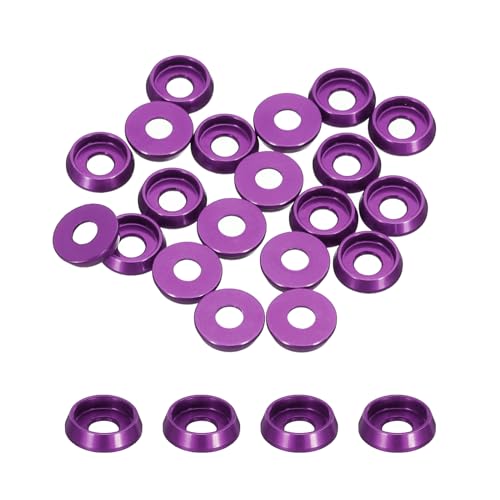 QUARKZMAN M3 Kegelbecher Senkscheiben, Lochdurchmesser 3mm/0,12" Aluminium-Dichtungen Becherscheiben Dichtung für Schraube RC/FPV/PC/Drone/Mechanische mit 20 (Lila) von QUARKZMAN