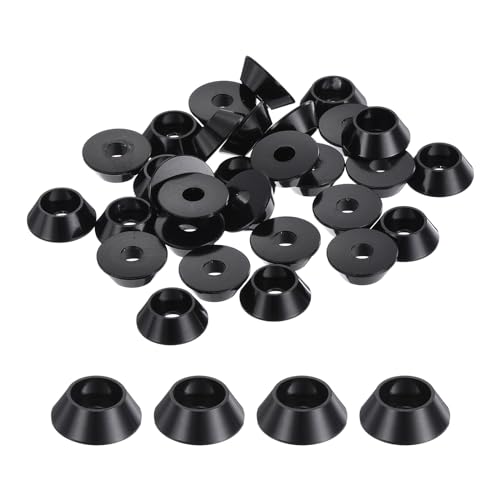 QUARKZMAN 30er Set M3 Kegelbecher-Unterlegscheiben, eloxierte Aluminium-Dichtungen Kegel Senkkopf-Unterlegscheiben für Schraube RC/FPV/PC/Drone/Mechanische Zubehör-Modellteile (Schwarz) von QUARKZMAN