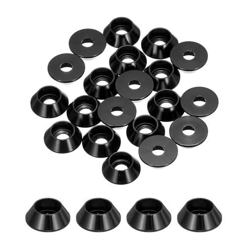 QUARKZMAN M3 Kegelbecher-Unterlegscheiben, eloxierte Aluminium-Dichtungen für Schrauben RC/FPV/PC/Drone/Mechanische Zubehörteile Modellteile, Packung mit 20 (Schwarz) von QUARKZMAN