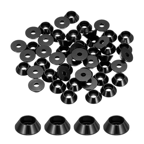 QUARKZMAN M3 Kegelbecher-Unterlegscheiben, eloxierte Aluminium-Dichtungen für Schrauben RC/FPV/PC/Drone/Mechanische Zubehörteile Modellteile, Packung mit 50 (Schwarz) von QUARKZMAN