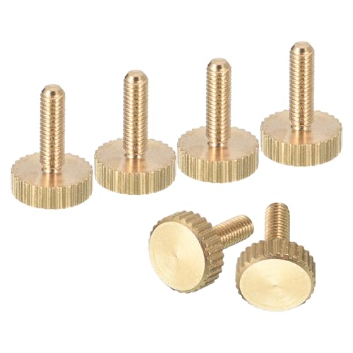 QUARKZMAN M3x10mm gerändelte Daumenschrauben, 6 Stück flache gerändelte Kopf vollständig Gewinde Messing Daumenschrauben Bolzen Griffknöpfe Befestigungselemente von QUARKZMAN