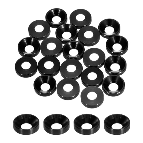QUARKZMAN M4 Kegelbecher Senkscheiben, Lochdurchmesser 4,1 mm/0,16 Zoll, Aluminiumdichtungen, Becherscheiben-Dichtung für Schrauben RC/FPV/PC/Drone Zubehör Modellteile, 20pcs (Schwarz) von QUARKZMAN