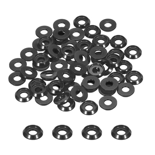 QUARKZMAN M4 Kegelbecher Senkscheiben, Lochdurchmesser 4mm/0,16" Aluminium-Dichtungen Becherscheibe Dichtung für Schraube RC/FPV/PC/Drone/Mechanische mit 60 Stück (Schwarz) von QUARKZMAN