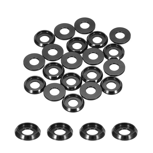 QUARKZMAN M5 Kegelbecher Senkscheiben, Lochdurchmesser 5mm/0,2" Aluminium-Dichtungen Becherscheibe Dichtung für Schraube RC/FPV/PC/Drone/Mechanische Packung mit 20 (Schwarz) von QUARKZMAN