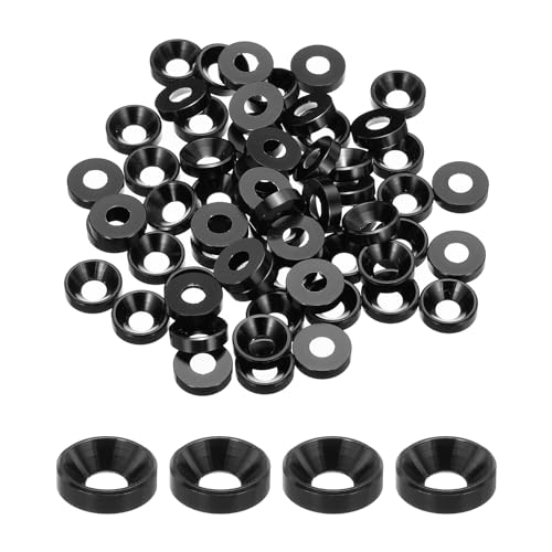 QUARKZMAN M5 Kegelbecher Senkscheiben, eloxierte Aluminiumdichtungen für Schrauben RC/FPV/PC/Drone/Mechanische Zubehörteile Modellteile, Packung mit 60 Stück (Schwarz) von QUARKZMAN