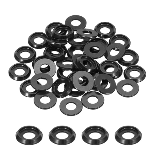 QUARKZMAN M6 Kegelbecher Senkscheiben, Lochdurchmesser 6mm/0,24" Aluminium-Dichtungen Becherscheibe Dichtung für Schraube RC/FPV/PC/Drone/Mechanische mit 40 (Schwarz) von QUARKZMAN