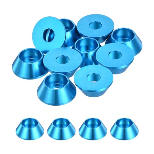 QUARKZMAN 10er Set M6 Konusbecher-Unterlegscheiben, eloxierte Aluminium-Dichtungen Kegel Senkkopf-Unterlegscheiben für Schraube RC/FPV/PC/Drone/Mechanische Zubehör-Modellteile (Hellblau) von QUARKZMAN