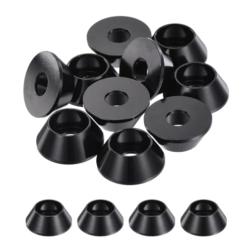 QUARKZMAN 10er Set M6 Konusbecher-Unterlegscheiben, eloxierte Aluminium-Dichtungen Kegel Senkkopf-Unterlegscheiben für Schraube RC/FPV/PC/Drone/Mechanische Zubehör-Modellteile (Schwarz) von QUARKZMAN