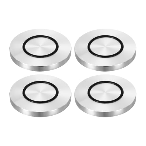 QUARKZMAN M8 Gewinde 20mm / 0.8" Durchmesser 8mm Dick Aluminium Kreis Scheibe Glas Oberseite Adapter 4Stk Rund Massiv Tisch Füße Pad Platte Hardware mit Anti-Rutsch Gummi Ring von QUARKZMAN