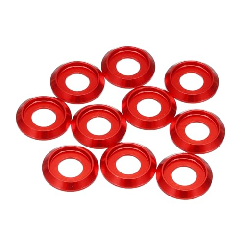 QUARKZMAN M8 Kegelbecher Senkscheiben, Lochdurchmesser 8mm/0,31" Aluminium-Dichtungen Becherscheiben Dichtung für Schraube RC/FPV/PC/Drone/Mechanische Packung mit 10 (Rot) von QUARKZMAN