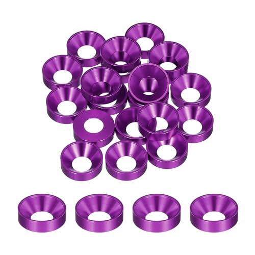 QUARKZMAN M8 Kegelbecher Senkscheiben, eloxierte Aluminium-Dichtungen Kegelkopf Unterlegscheibe Dichtung für Schraube RC/FPV/PC/Drone/Mechanische Zubehörteile, Packung mit 35 (Lila) von QUARKZMAN