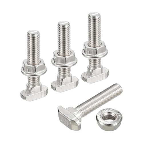 QUARKZMAN M8x40mm T-Nut und M8 Sechskantflanschmuttern-Set, 20 Sets Hammerkopf-T-Bolzen T-Form-Stud-Schiebeschraube für 45er Aluminiumprofil QUARKZMAN M8x40mm T-Nut und M8 Sechskantflanschmuttern-Set, 20 Sets Hammerkopf-T-Bolzen T-Form-Stud-Schiebeschraube für 45er Aluminiumprofil von QUARKZMAN