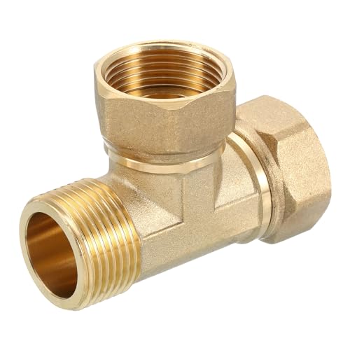 QUARKZMAN Messing T-Stück Schwenkrohrverschraubung, 3/4" NPT (weiblich x weiblich x männlich) 3-Wege-T-Verbindungsstück Kupplung für Klimaanlage, Kälteanlage, Sanitär, 1 Stück von QUARKZMAN