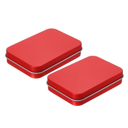 QUARKZMAN Metallblechdosen, 2 Stück 87 x 60 x 18mm Rote rechteckige Metall-Scharnierdose Mini-Tragbare Aufbewahrungsbox mit Deckel für die Heimaufbewahrung QUARKZMAN Metallblechdosen, 2 Stück 87 x 60 x 18mm Rote rechteckige Metall-Scharnierdose Mini-Tragbare Aufbewahrungsbox mit Deckel für die Heimaufbewahrung von QUARKZMAN