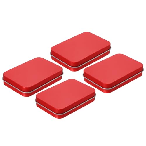 QUARKZMAN Metallblechdosen, 4 Stück 3,4x2,4x0,7 Zoll rote rechteckige Metall-Scharnierdose Mini-Tragbare Aufbewahrungsbox mit Deckel für die Heimaufbewahrung QUARKZMAN Metallblechdosen, 4 Stück 3,4x2,4x0,7 Zoll rote rechteckige Metall-Scharnierdose Mini-Tragbare Aufbewahrungsbox mit Deckel für die Heimaufbewahrung von QUARKZMAN