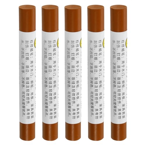 QUARKZMAN Möbel Reparatur Buntstifte 5Stk - Holz Wachs Füller Stick Möbel Marker Ausbesserung - für Kratzer Löcher Tische Schreibtische Holz Böden Abdeckung Ups Maserung Schnitt Teak Braun QUARKZMAN Möbel Reparatur Buntstifte 5Stk - Holz Wachs Füller Stick Möbel Marker Ausbesserung - für Kratzer Löcher Tische Schreibtische Holz Böden Abdeckung Ups Maserung Schnitt Teak Braun von QUARKZMAN