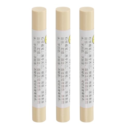 QUARKZMAN Möbelreparatur-Wachsmalstifte, 3 Stück - Holzwachs-Füllstift, Möbelmarker zum Ausbessern - für Kratzer, Löcher, Tische, Schreibtische, Holzböden, Abdeckungen, Gelb Weiß von QUARKZMAN