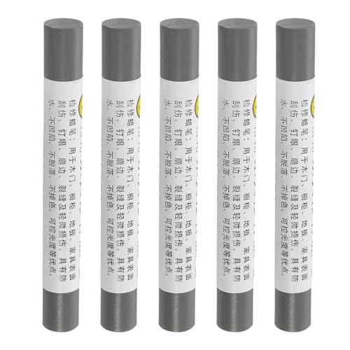 QUARKZMAN Möbelreparatur-Wachsstifte, 5 Stück - Holzwachs-Füllstift, Möbelmarker zum Ausbessern - für Kratzer, Löcher, Tische, Schreibtische, Holzböden, Titanium Grau QUARKZMAN Möbelreparatur-Wachsstifte, 5 Stück - Holzwachs-Füllstift, Möbelmarker zum Ausbessern - für Kratzer, Löcher, Tische, Schreibtische, Holzböden, Titanium Grau von QUARKZMAN