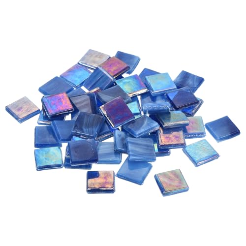QUARKZMAN Mosaikfliesen, Glasmosaik Mosaiksteine zum Basteln Mini Mosaikfliese DIY Hobbys Handgemachter Kristall Freier Handwerksmaterial Kreativität (Blau Packung mit 50) von QUARKZMAN