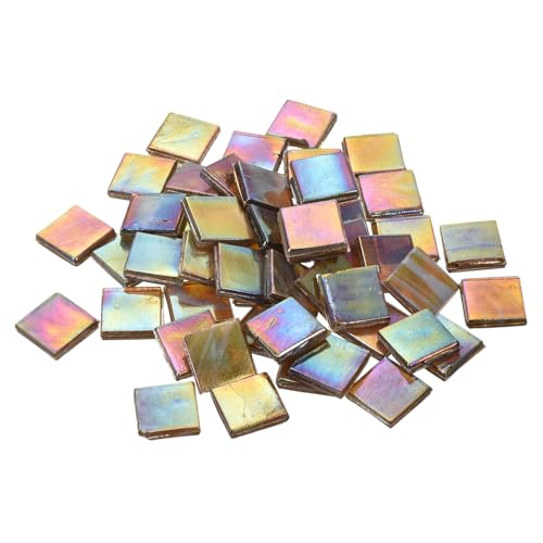 QUARKZMAN Mosaikfliesen, Glasmosaik Mosaiksteine zum Basteln Mini Mosaikfliese DIY Hobbys Handgemachter Kristall Freier Handwerksmaterial Kreativität (Cremefarbene Packung mit 50) von QUARKZMAN