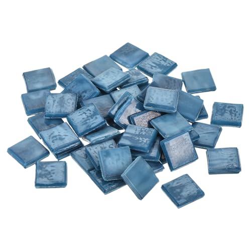 QUARKZMAN Mosaikfliesen, Glasmosaik Mosaiksteine zum Basteln Mini Mosaikfliese DIY Hobbys Handgemachter Kristall Freier Handwerksmaterial Kreativität (Dunkelblau Packung mit 50) von QUARKZMAN