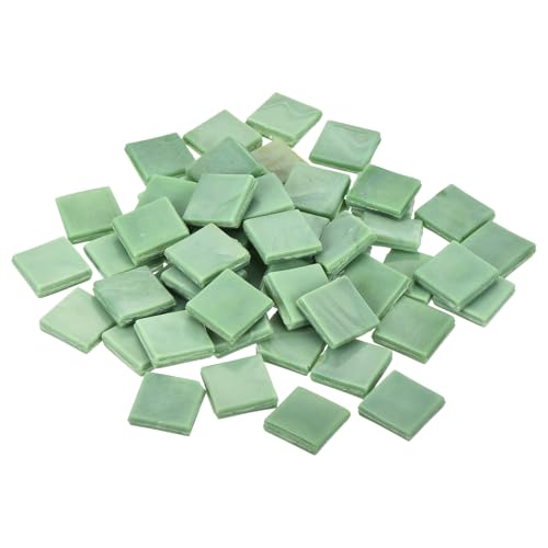 QUARKZMAN Mosaikfliesen, Glasmosaik Mosaiksteine zum Basteln Mini Mosaikfliese DIY Hobbys Handgemachter Kristall Freier Handwerksmaterial Kreativität (Grasgrün Packung mit 50) von QUARKZMAN