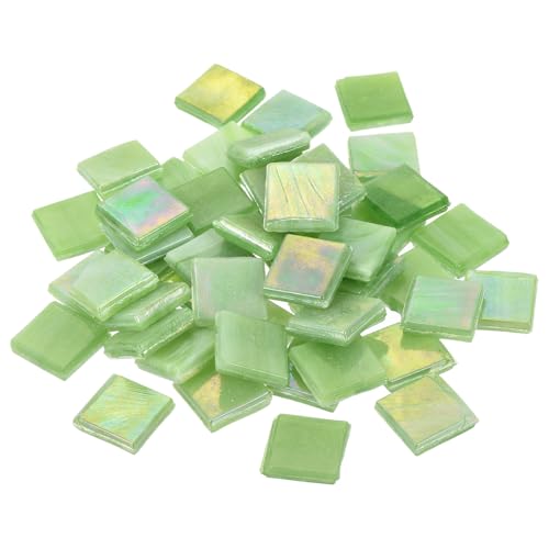 QUARKZMAN Mosaikfliesen, Glasmosaik Mosaiksteine zum Basteln Mini Mosaikfliese DIY Hobbys Handgemachter Kristall Freier Handwerksmaterial Kreativität (Grün Packung mit 50) von QUARKZMAN