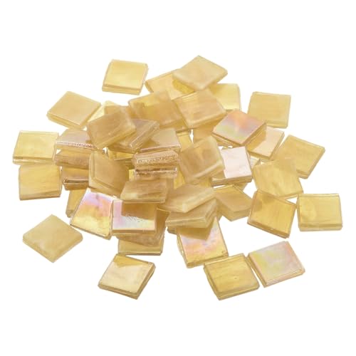 QUARKZMAN Mosaikfliesen, Glasmosaik Mosaiksteine zum Basteln Mini Mosaikfliese DIY Hobbys Handgemachter Kristall Freier Handwerksmaterial Kreativität (Hellbraun Packung mit 50) von QUARKZMAN