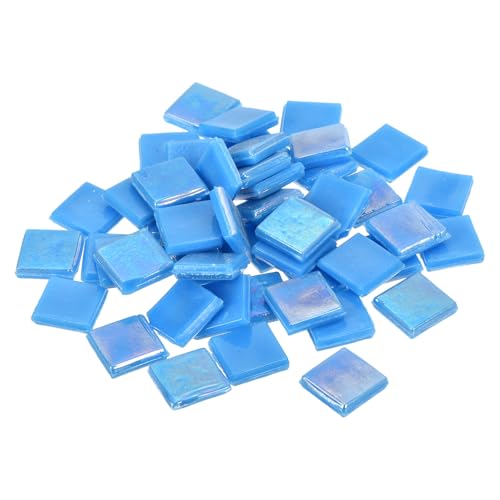 QUARKZMAN Mosaikfliesen, Glasmosaik Mosaiksteine zum Basteln Mini Mosaikfliese DIY Hobbys Handgemachter Kristall Freier Handwerksmaterial Kreativität (Helle Blau Packung mit 50) von QUARKZMAN