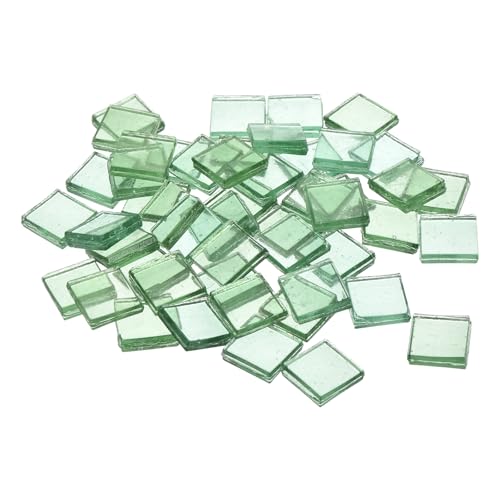 QUARKZMAN Mosaikfliesen, Glasmosaik Mosaiksteine zum Basteln Mini Mosaikfliese DIY Hobbys Handgemachter Kristall Freier Handwerksmaterial Kreativität (Hellminzgrün Packung mit 50) von QUARKZMAN