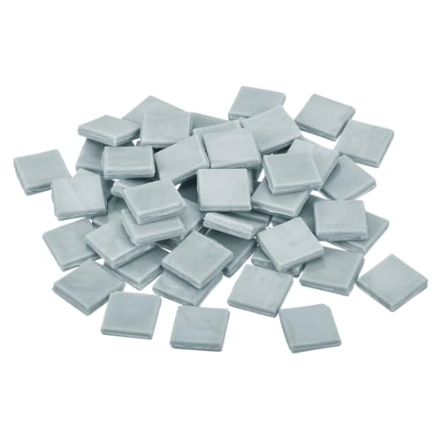 QUARKZMAN Mosaikfliesen, Glasmosaik Mosaiksteine zum Basteln Mini Mosaikfliese DIY Hobbys Handgemachter Kristall Freier Handwerksmaterial Kreativität (Mattgrau Packung mit 100) von QUARKZMAN