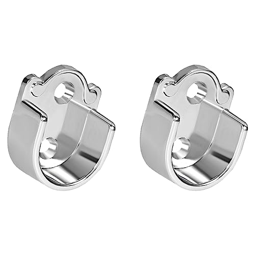 QUARKZMAN Oval Garderobe Hängeschiene Stangenende Halterung Unterstützung x 2Stk Wandmontierte Kleiderstange für Duschvorhang [19mm Silber] von QUARKZMAN