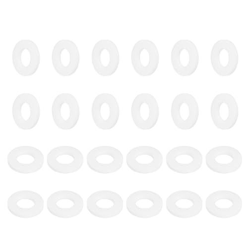 QUARKZMAN PTFE Flachscheiben 24Stück 16mm Außendurchmesser 8mm Innendurchmesser 2mm Dicke Dichtungsscheibe Unterlegscheibe Für Wasserhahn Rohr Schlauch Schraube Maschinenbau Weiß von QUARKZMAN