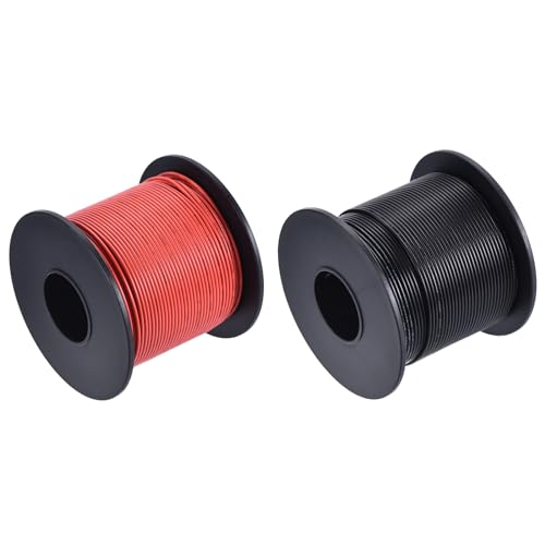QUARKZMAN 24 AWG 0.2mm² Flexibel PVC Elektronik Kabel 60m, 1.5mm OD Verzinnter Kupferdraht für RC-Flugzeuge, Lastwagen, Auto, DIY Batterieklemmenkabel (Schwarz, Rot） von QUARKZMAN