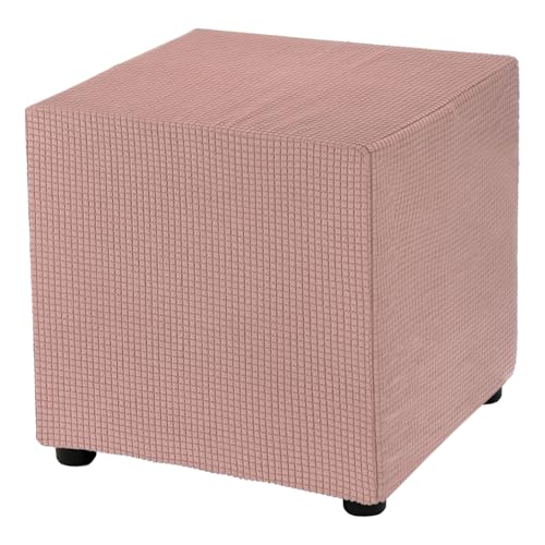 QUARKZMAN Quadratischer Ottoman-Bezug 18x18x18 Zoll Stretch-Polyester Waschbarer Ottoman-Überzug Elastischer Fußhocker-Fußstützen-Schutz für Wohnzimmer Schlafzimmer, Pink von QUARKZMAN