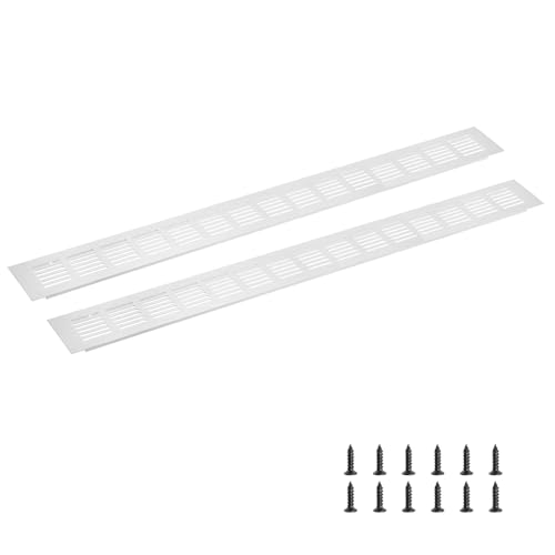 QUARKZMAN Rechteckiges Lüftungsgitter, Aluminiumlegierung Netz Luftentlüftungsabdeckung Lamellenlüftungsabdeckung Für Schrank Kleiderschrank Schuhschrank (600x60mm/24"x2", Silberton) von QUARKZMAN