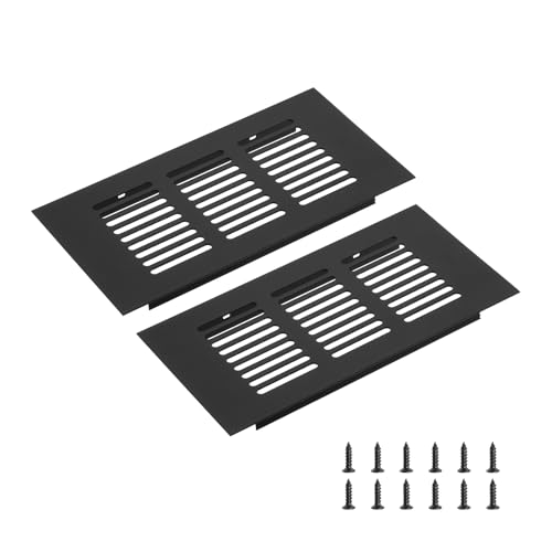 QUARKZMAN Rechteckiges Lüftungsgitter, Aluminiumlegierungsgitter Lüftungsabdeckung mit Montageschrauben für Schrank Kleiderschrank Schuhschrank (150x80mm/6"x3", Schwarz) von QUARKZMAN