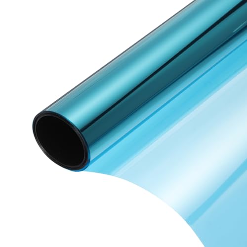 QUARKZMAN Reflektierende Fensterfolie Einweg-Tageslichtspiegel-Privatsphärenfolie Sonnenschutz Explosionsschutz PET-Material Glasfolie Türabdeckungsaufkleber, Hellblau Silber 11,8" x6,5' von QUARKZMAN