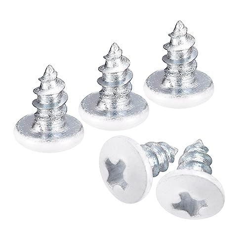 QUARKZMAN ST2x6mm 100Stk Weiße Schrauben Senkkopf Holz Selbstschneidend Schrauben Pfanne Kopf Kreuzschlitz Holzschrauben für Holzarbeiten von QUARKZMAN